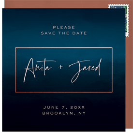 'Dark Ombre Watercolor' Wedding Save the Date