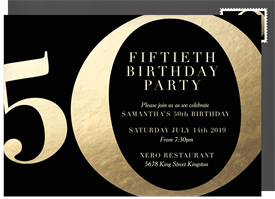 'Golden 50' Adult Birthday Invitation