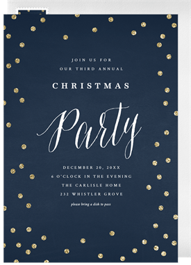 'Gold Glitter Confetti' Holiday Party Invitation