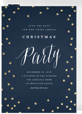 'Gold Glitter Confetti' Holiday Party Save the Date