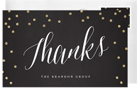 'Gold Glitter Confetti' Holiday Party Thank You Note
