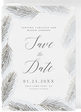 'Foil Pine Needles' Wedding Save the Date