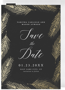 'Foil Pine Needles' Wedding Save the Date