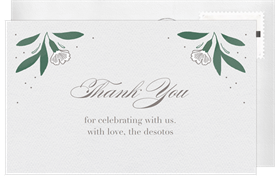 'Winter Roses' Wedding Thank You Note