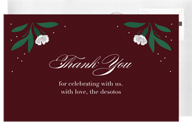 'Winter Roses' Wedding Thank You Note