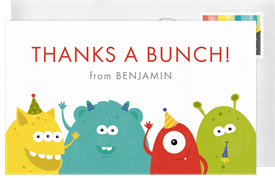'Monster Party' Kids Birthday Thank You Note