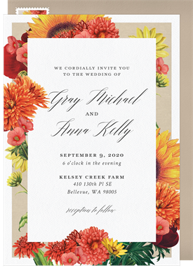 'Autumn Dahlias' Wedding Invitation