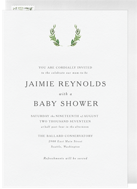 'Simple Greenery' Baby Shower Invitation