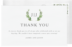'Simple Greenery' Wedding Thank You Note