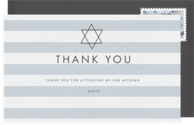 'Contemporary Stripes' Bar Mitzvah Thank You Note