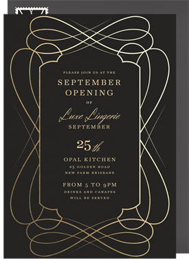 'Costumes & Cocktails' Grand opening Invitation
