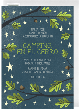 'Let's Go Camping' Kids Birthday Invitation