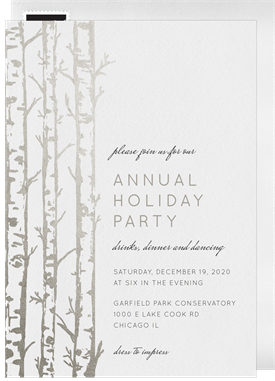 'Elegant Birch Trees' Holiday Party Invitation