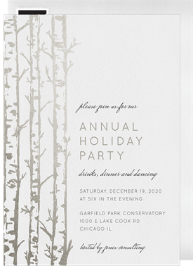 'Elegant Birch Trees' Business Holiday Party Invitation