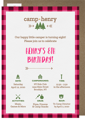 'Camp Fun' Kids Birthday Invitation
