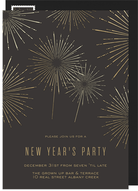 'Shimmery Fireworks' New Year's Party Invitation