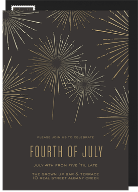 'Shimmery Fireworks' Fourth of July Invitation
