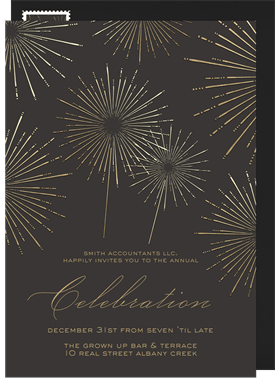 'Shimmery Fireworks' Business Holiday Party Invitation