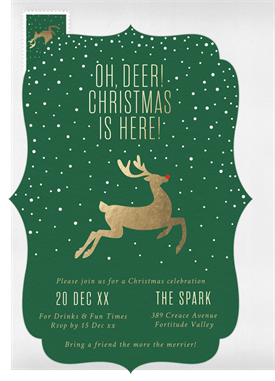 'Oh, Deer!' Christmas Party Invitation