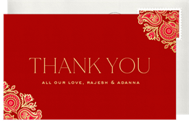 'Gilded Paisley' Wedding Thank You Note