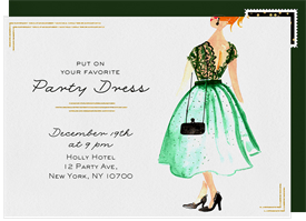 'Party Dress' Christmas Party Invitation