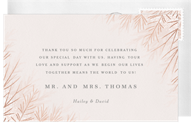 'Foil Pine Branches' Wedding Thank You Note