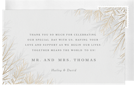 'Foil Pine Branches' Wedding Thank You Note