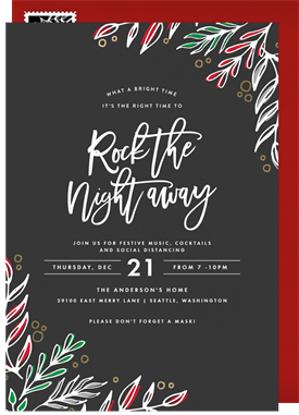 'Rock The Night Away' Christmas Party Invitation