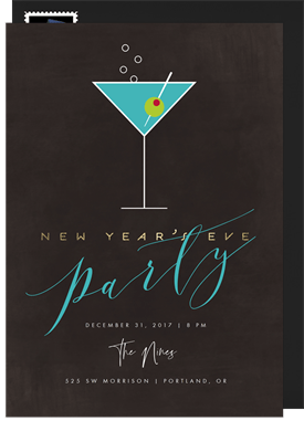 'Party Martini' New Year's Party Invitation