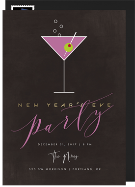 'Party Martini' New Year's Party Invitation