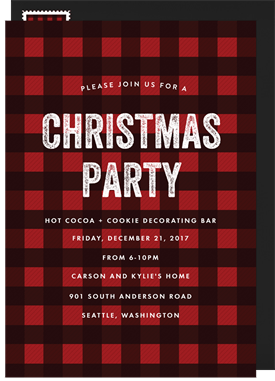 'Gingham Christmas' Christmas Party Invitation