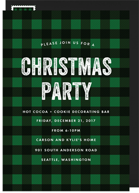 'Gingham Christmas' Christmas Party Invitation