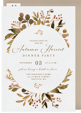 'Fall Wreath' Fall Party Invitation