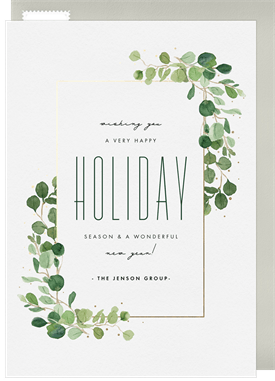 'Elegant Greenery' Business Holiday Greetings Card