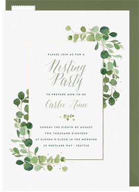 'Delicate Greenery' Nesting Party Invitation