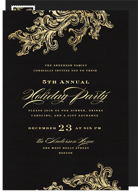 'French Filigree' Holiday Party Invitation