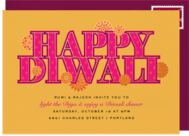 'Diwali Blooms' Diwali Invitation