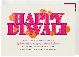 'Diwali Blooms' Diwali Invitation