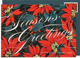 'Classic Poinsettias' Business Holiday Greetings Card