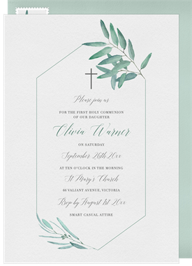 'Elegant Eucalyptus' First Communion Invitation