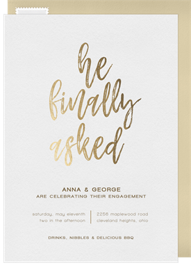 'He Finally Asked' Party Invitation