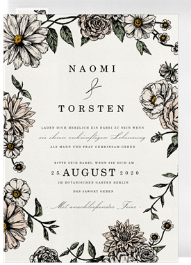 'Romantic Floral Border' Wedding Invitation