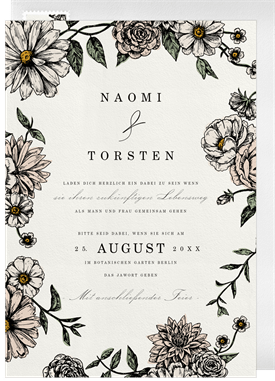 'Romantic Floral Border' Wedding Invitation