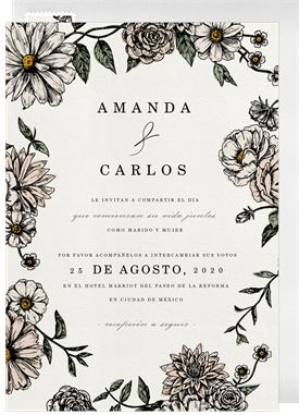'Romantic Floral Border' Wedding Invitation