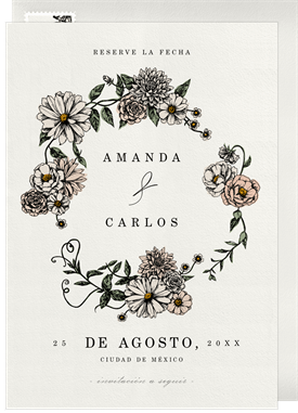 'Romantic Floral Border' Wedding Save the Date