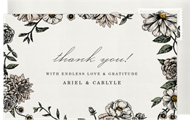 'Romantic Floral Border' Wedding Thank You Note