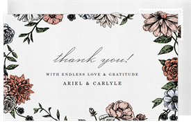 'Romantic Floral Border' Wedding Thank You Note