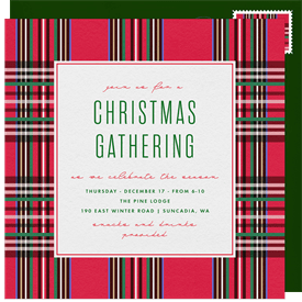 'Modern Plaid' Christmas Party Invitation