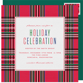 'Modern Plaid' Business Holiday Party Invitation