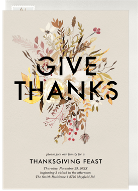 'Give Thanks' Thanksgiving Invitation
